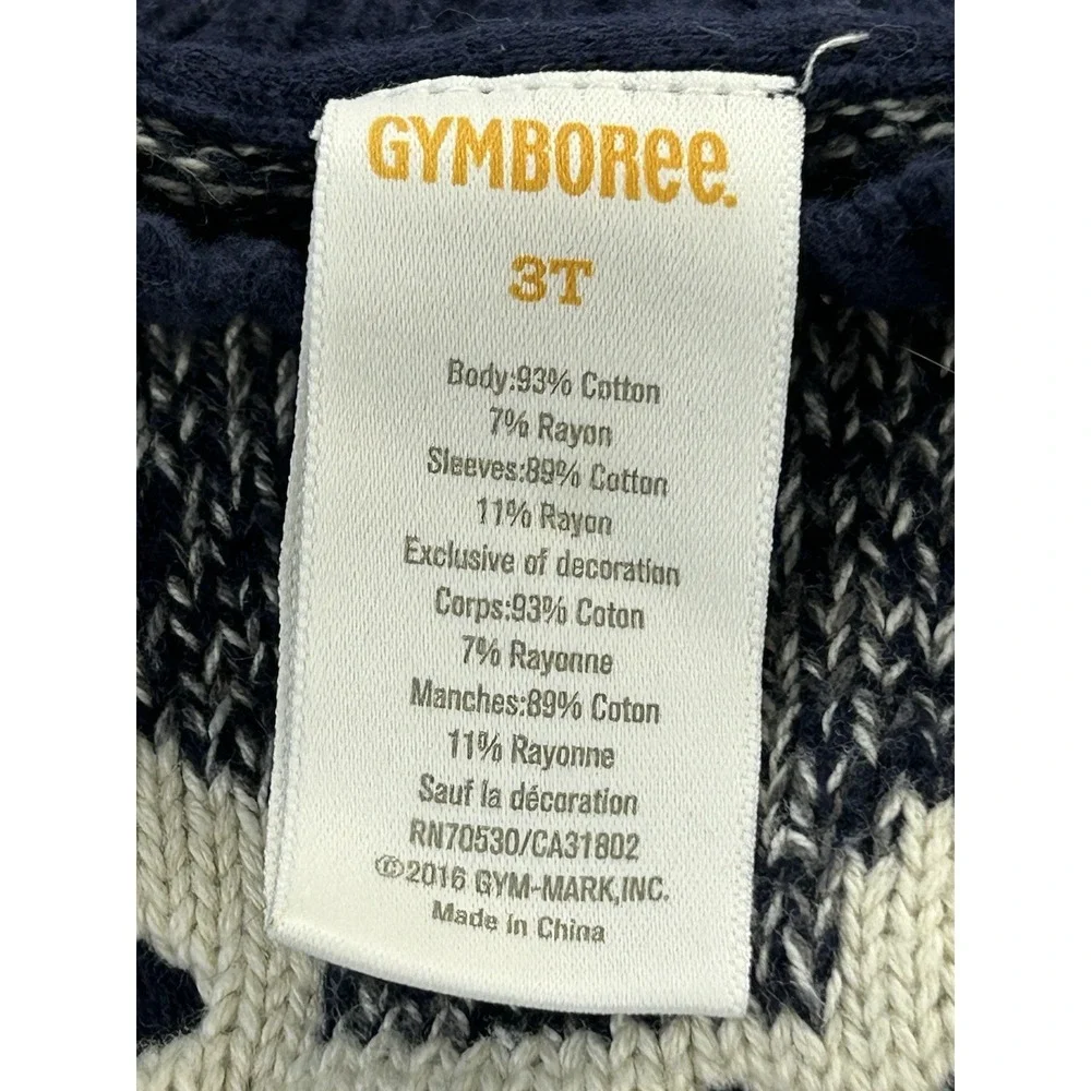 Gymboree Bear Sweater Toddler 3T Navy Cream Marled Knit Pullover Winter